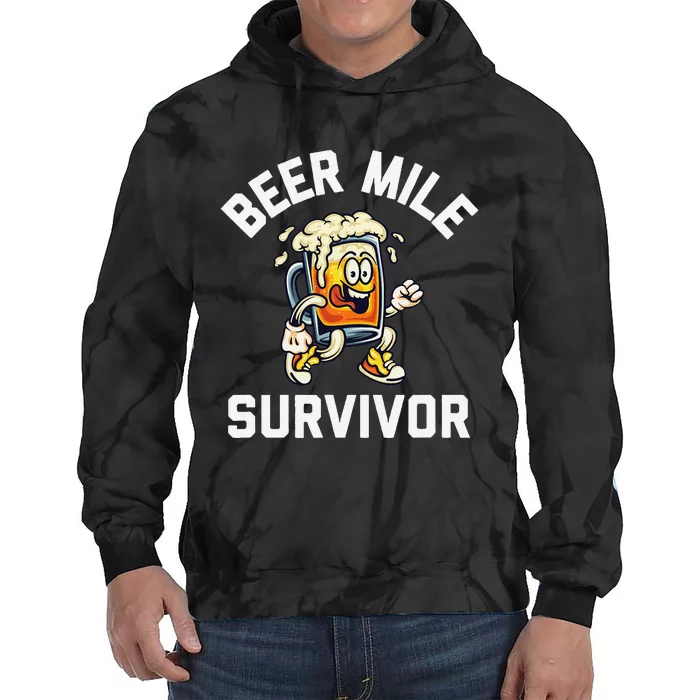 Beer Mile Survivor Funny Race Running Beer Drinkers Drinking Tie Dye Hoodie