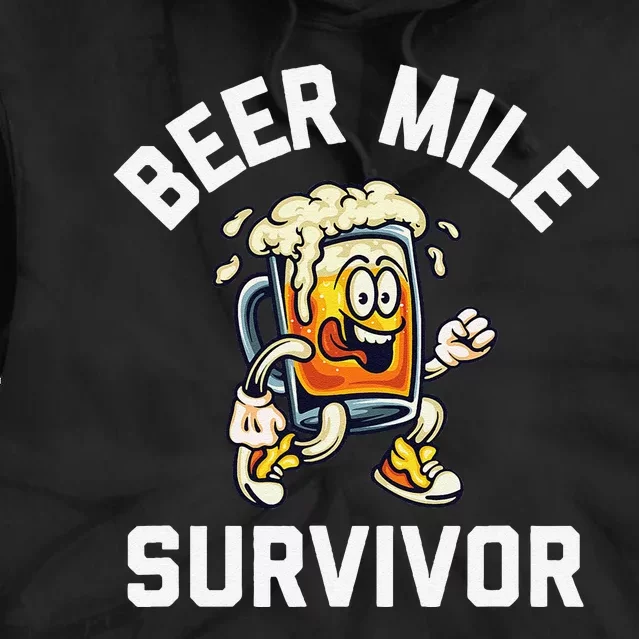 Beer Mile Survivor Funny Race Running Beer Drinkers Drinking Tie Dye Hoodie