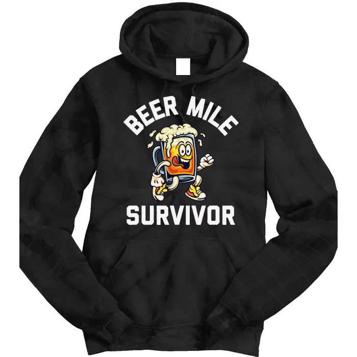 Beer Mile Survivor Funny Race Running Beer Drinkers Drinking Tie Dye Hoodie