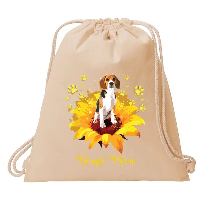 Beagle Mom Sunflower With Dog Paw Mothers Day Drawstring Bag