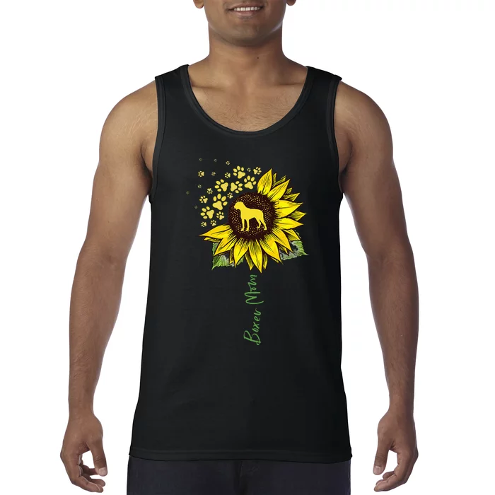 Boxer Mom Sunflower Boxer Dog Gifts Dog Mom Mama Tank Top