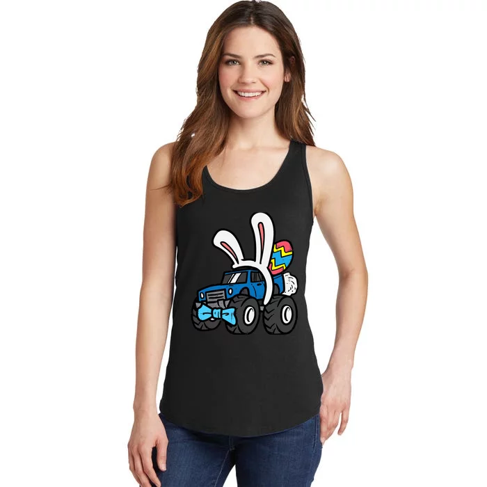 Bunny Monster Truck Bow Tie Cute Easter Boy Toddlers Ladies Essential Tank