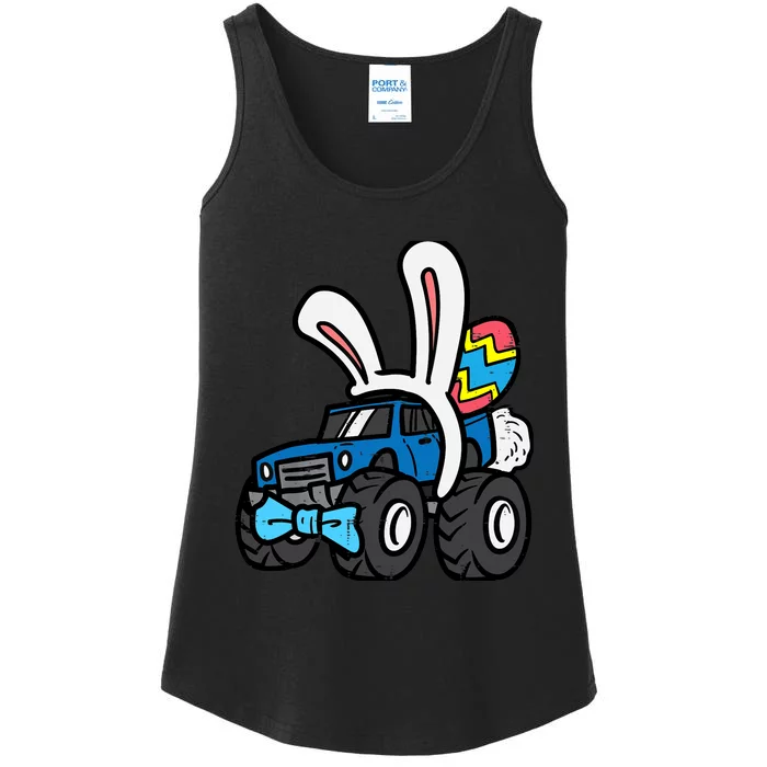 Bunny Monster Truck Bow Tie Cute Easter Boy Toddlers Ladies Essential Tank