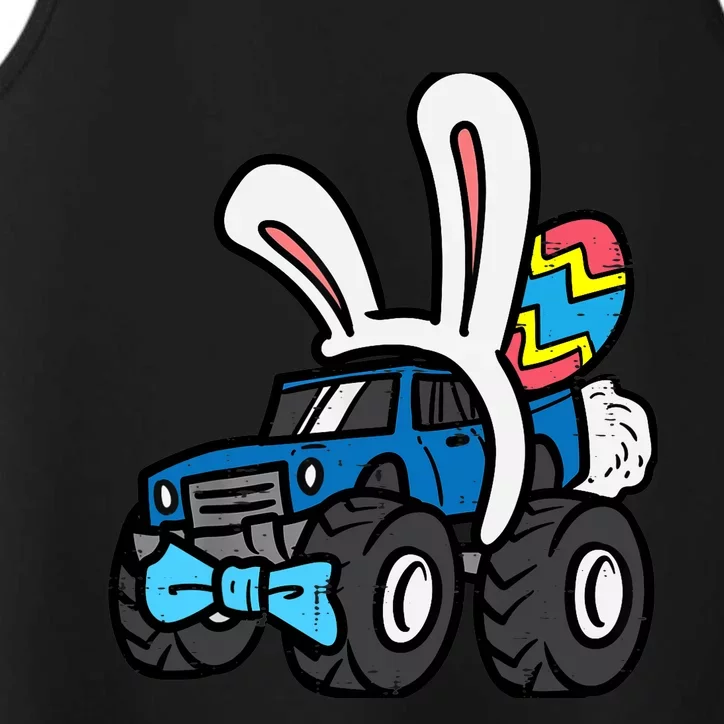 Bunny Monster Truck Bow Tie Cute Easter Boy Toddlers Performance Tank