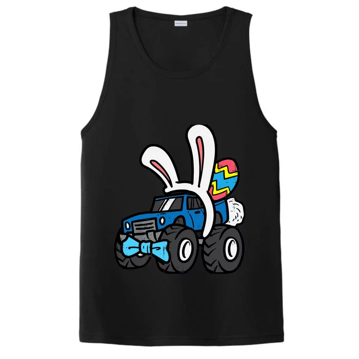 Bunny Monster Truck Bow Tie Cute Easter Boy Toddlers Performance Tank