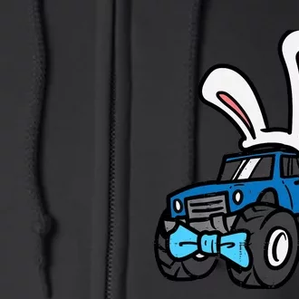 Bunny Monster Truck Bow Tie Cute Easter Boy Toddlers Full Zip Hoodie