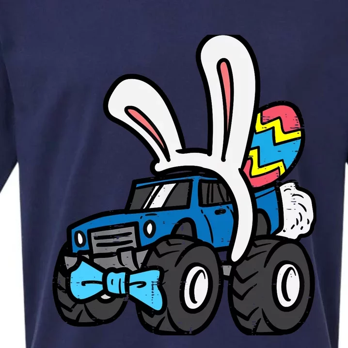 Bunny Monster Truck Bow Tie Cute Easter Boy Toddlers Sueded Cloud Jersey T-Shirt