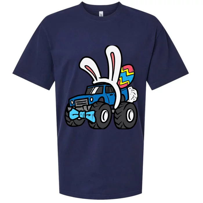 Bunny Monster Truck Bow Tie Cute Easter Boy Toddlers Sueded Cloud Jersey T-Shirt