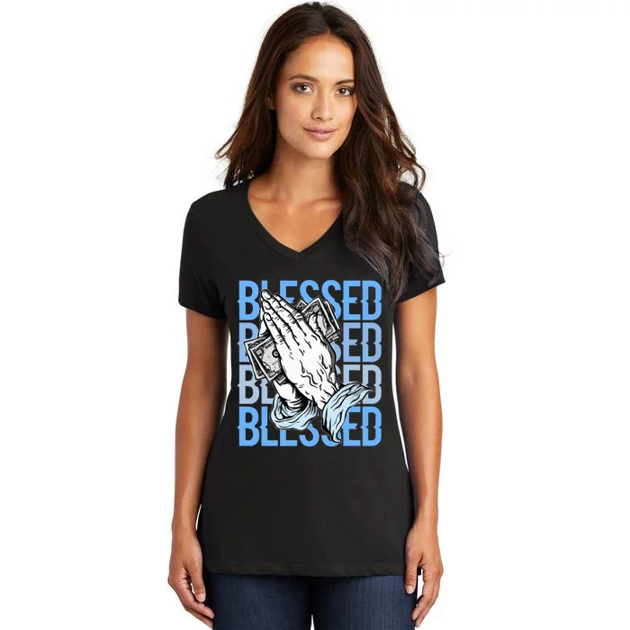 Blessed Matching To Shoe 1 Unc Toe Women's V-Neck T-Shirt