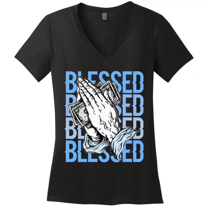 Blessed Matching To Shoe 1 Unc Toe Women's V-Neck T-Shirt