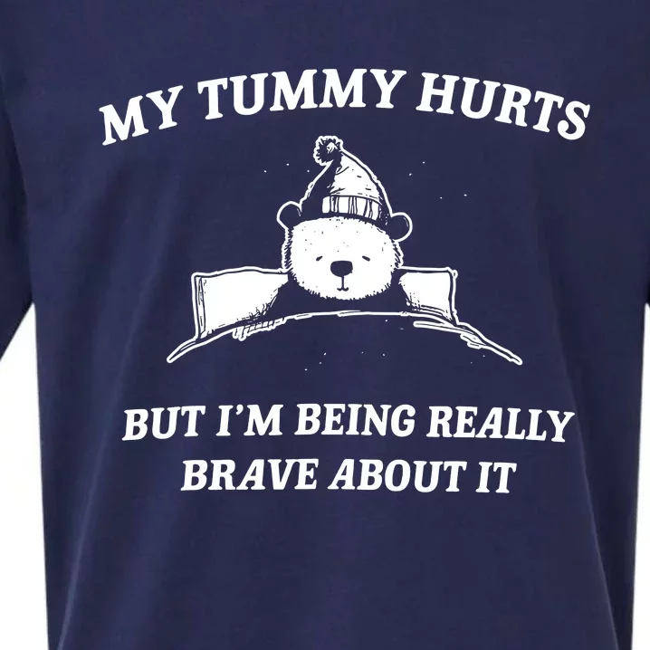 Bear My Tummy Hurts But IM Being Really Brave About It Sueded Cloud Jersey T-Shirt