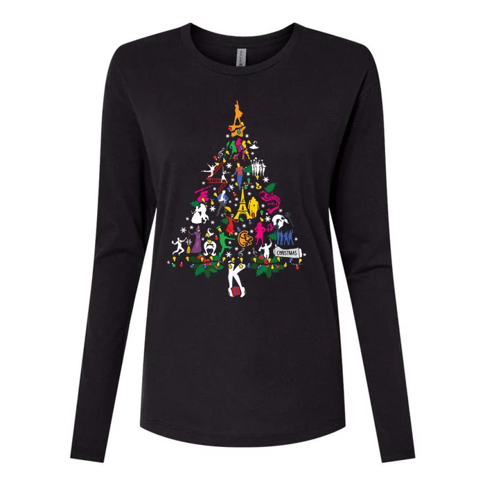 Broadway Musical Theatre Christmas Tree Funny Xmas Womens Cotton Relaxed Long Sleeve T-Shirt