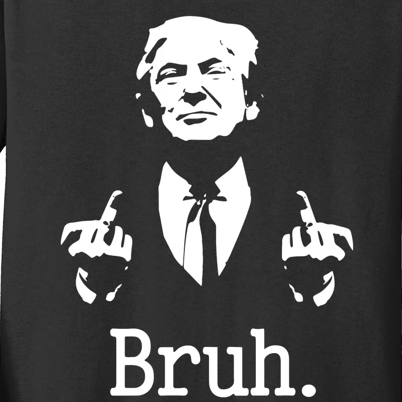 Bruh Meme Trump Saying Election 2024 Sarcastic Kids Long Sleeve Shirt