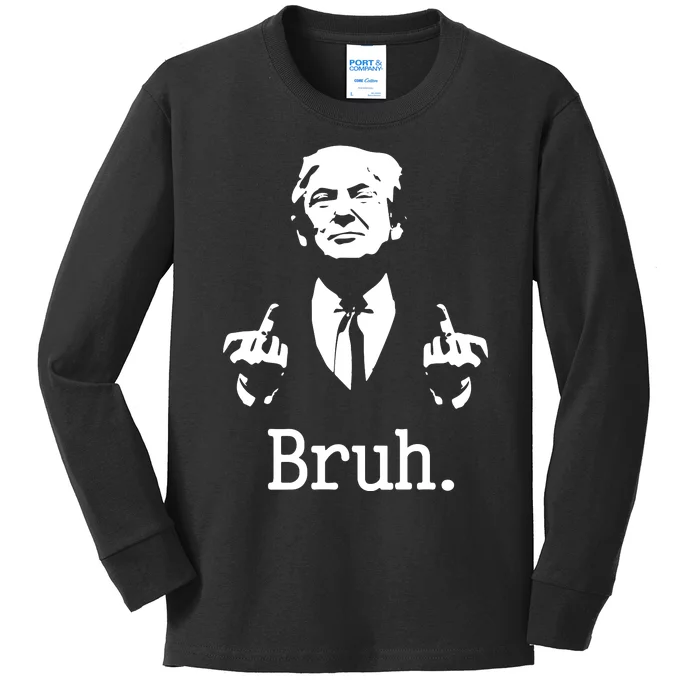 Bruh Meme Trump Saying Election 2024 Sarcastic Kids Long Sleeve Shirt