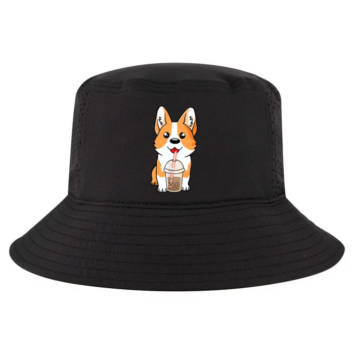 Boba Milk Tea Corgi Dog Puppy Lover Kawaii Japanese Anime Cool Comfort Performance Bucket Hat