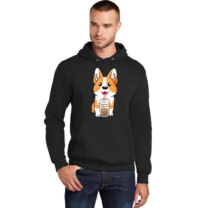 Boba Milk Tea Corgi Dog Puppy Lover Kawaii Japanese Anime Tall Hoodie