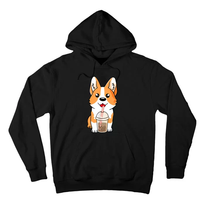 Boba Milk Tea Corgi Dog Puppy Lover Kawaii Japanese Anime Tall Hoodie