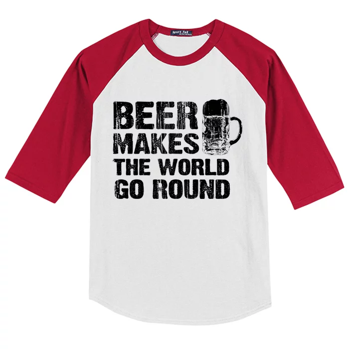 Beer Makes The World Go Round Gift Kids Colorblock Raglan Jersey