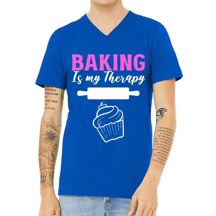 Baking My Therapy Pastry Chef Great Gift V-Neck T-Shirt