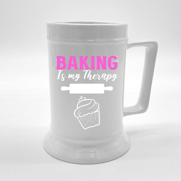 Baking My Therapy Pastry Chef Great Gift Front & Back Beer Stein