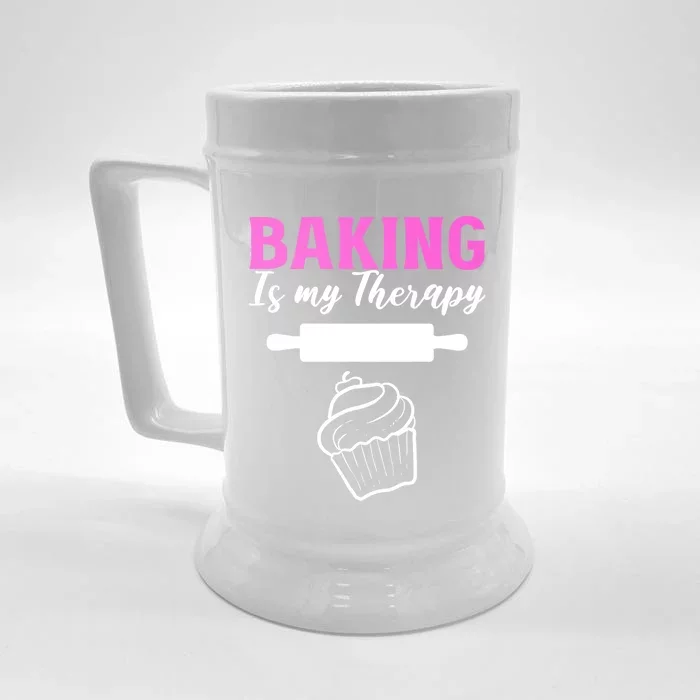 Baking My Therapy Pastry Chef Great Gift Front & Back Beer Stein