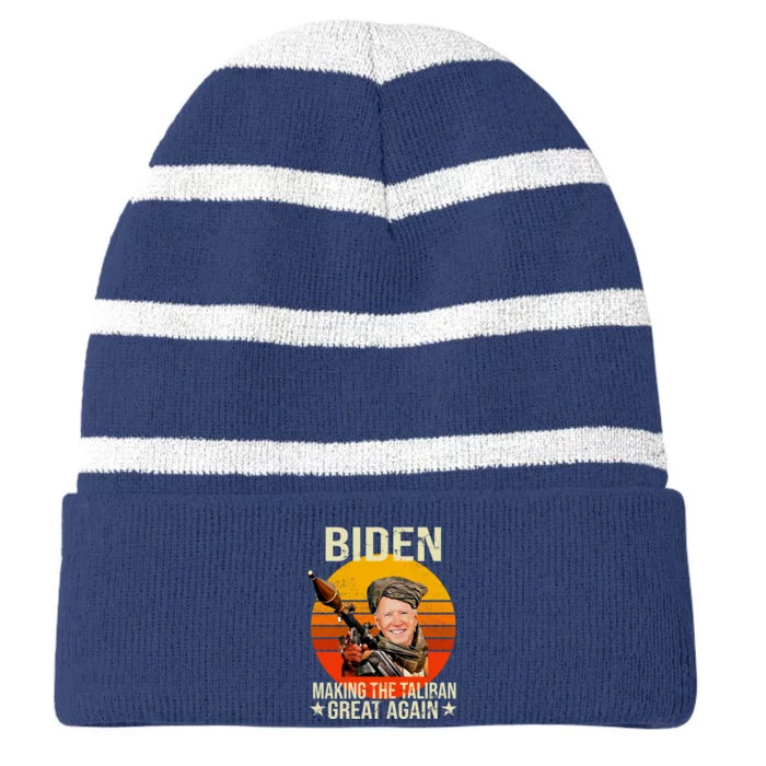 Biden Making The Taliban Great Again RPG Striped Beanie with Solid Band