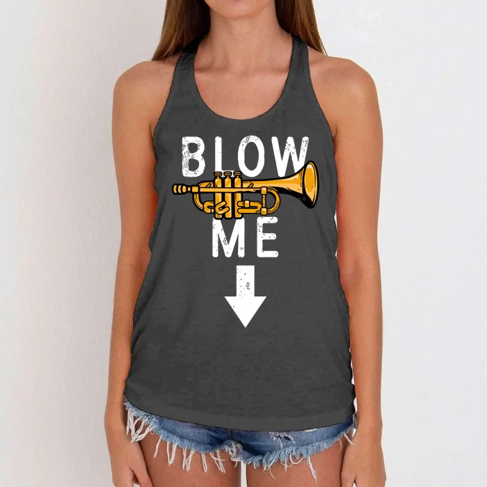 Blow Me Trumpet Funny Gift Women's Knotted Racerback Tank