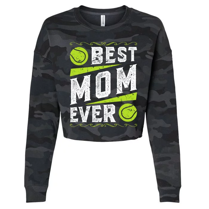 Best Mom Tennis Gift Cropped Pullover Crew