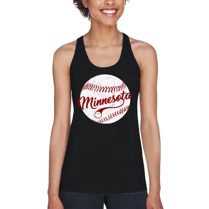 Baseball Minnesota Team Love Baseball National Pastime Women's Racerback Tank