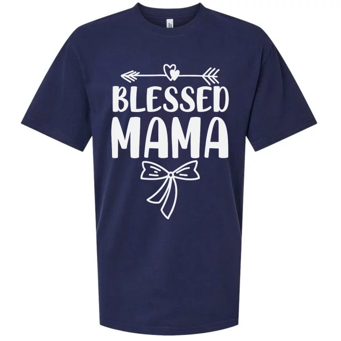 Blessed Mama Tee For Women Funny Mama Gifts Sueded Cloud Jersey T-Shirt