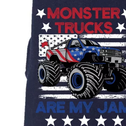 Boy Monster Truck American Flag Racing Usa Patriotic Retro Doggie 3-End Fleece Hoodie