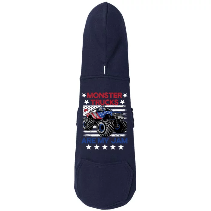 Boy Monster Truck American Flag Racing Usa Patriotic Retro Doggie 3-End Fleece Hoodie