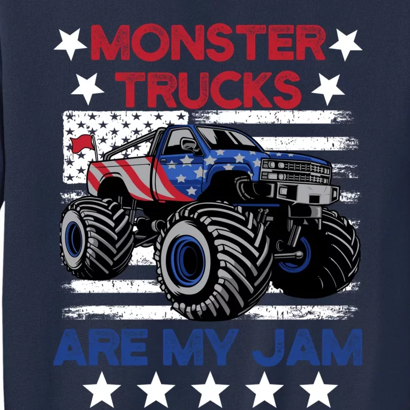 Boy Monster Truck American Flag Racing Usa Patriotic Retro Sweatshirt