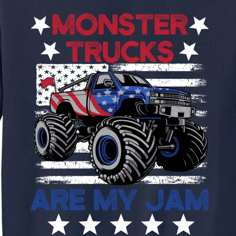 Boy Monster Truck American Flag Racing Usa Patriotic Retro Tall Sweatshirt