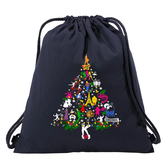 Broadway Musical Theatre Christmas Tree Funny Xmas Gift Drawstring Bag