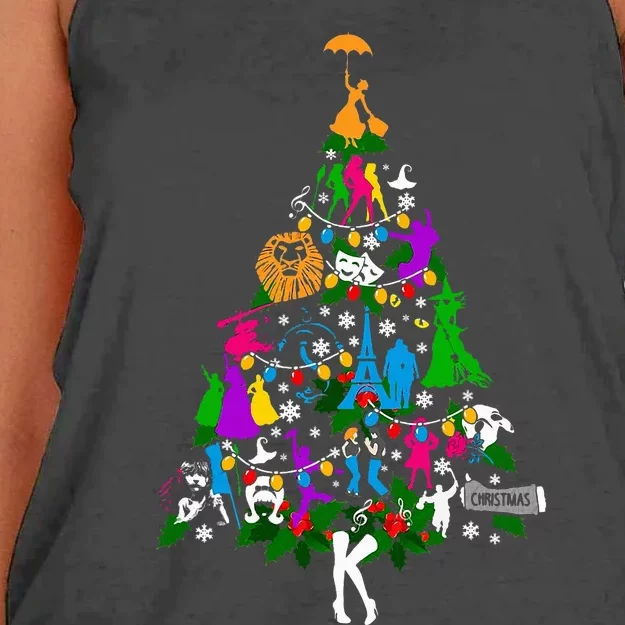 Broadway Musical Theatre Christmas Tree Women's Knotted Racerback Tank