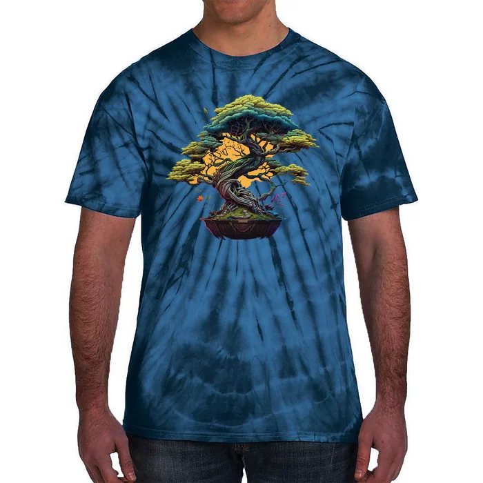 Bonkei Miniature Tree On Japanese Bonsai Tree Tie-Dye T-Shirt