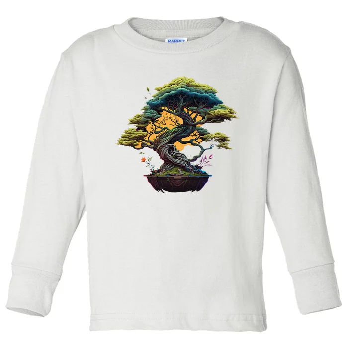 Bonkei Miniature Tree On Japanese Bonsai Tree Toddler Long Sleeve Shirt