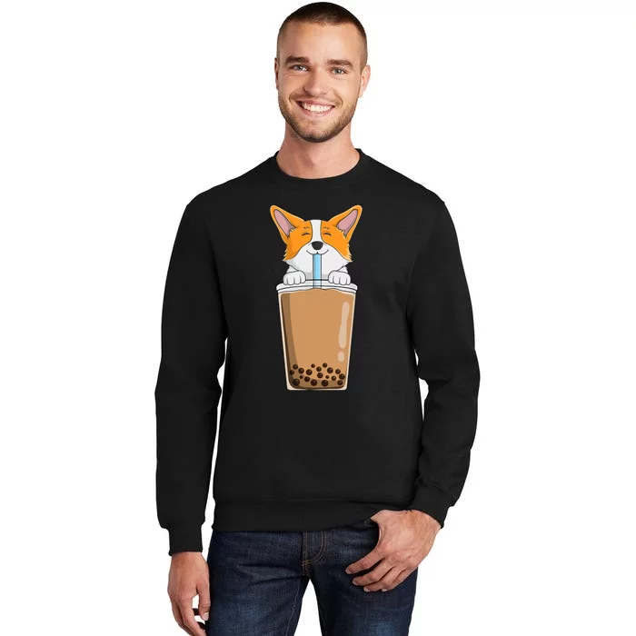 Boba Milk Tea Kawaii Corgi Puppy Japanese Anime Style Cute Sweatshirt