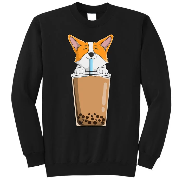 Boba Milk Tea Kawaii Corgi Puppy Japanese Anime Style Cute Sweatshirt