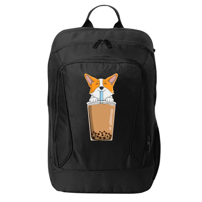 Boba Milk Tea Kawaii Corgi Puppy Japanese Anime Style Cute City Backpack