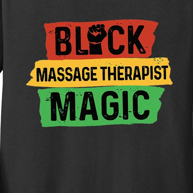 Black Massage Therapist Magic Afrocentric Massage Therapy Kids Long Sleeve Shirt