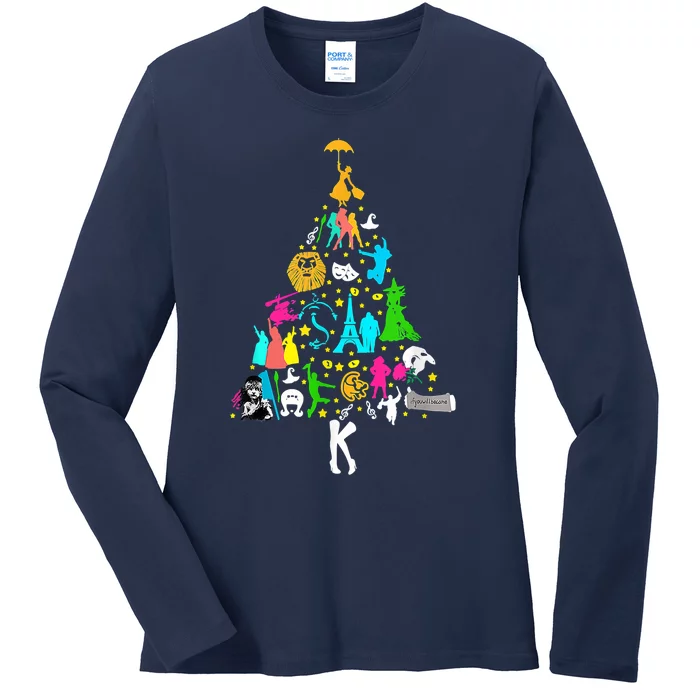 Broadway Musical Theatre Christmas Tree Funny Xmas Classic Ladies Long Sleeve Shirt