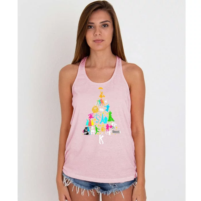 Broadway Musical Theatre Christmas Tree Funny Xmas Classic Women's Knotted Racerback Tank