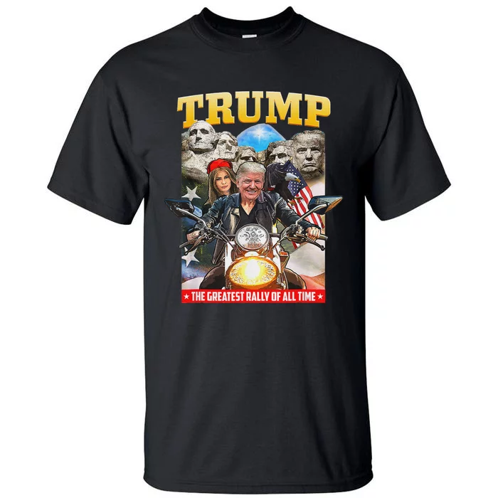 Biker Motorcycle Trump Mount Rushmore American Pride Tall T-Shirt