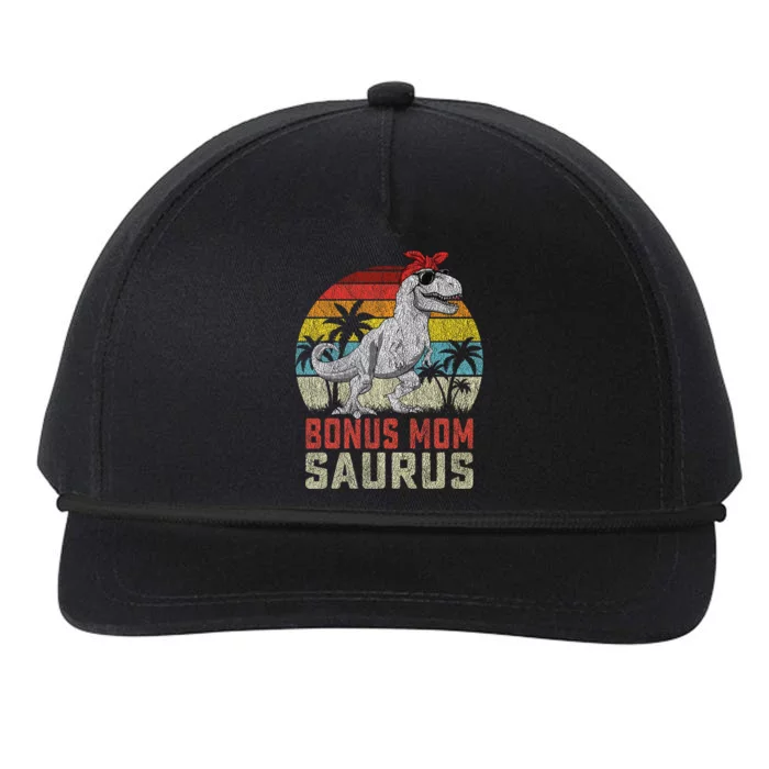 Bonus Momsaurus T Rex Dinosaur Bonus Mom Saurus Family Snapback Five-Panel Rope Hat