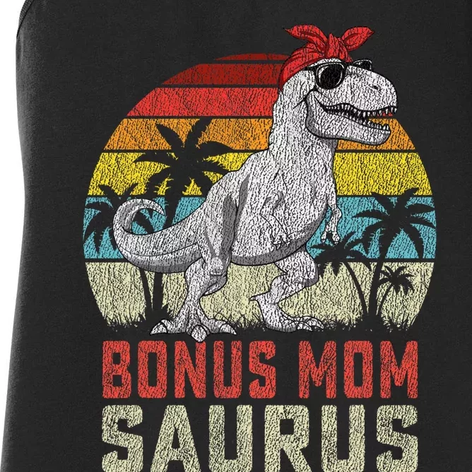 Bonus Momsaurus T Rex Dinosaur Bonus Mom Saurus Family Women's Racerback Tank