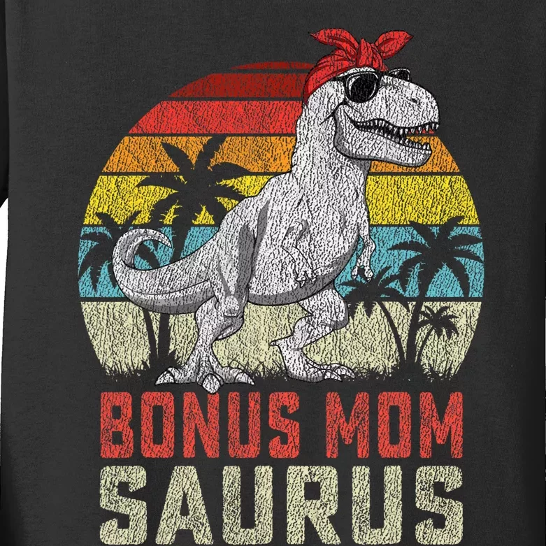 Bonus Momsaurus T Rex Dinosaur Bonus Mom Saurus Family Kids Long Sleeve Shirt