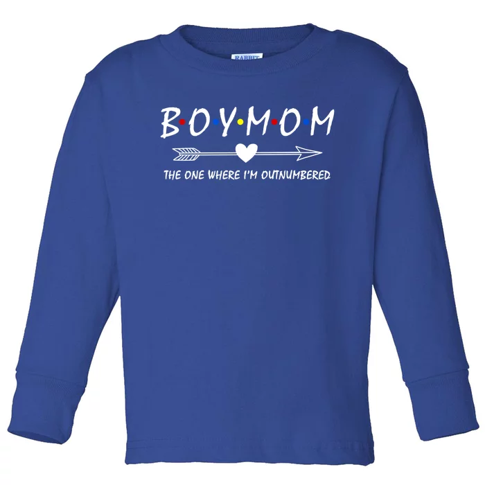 Boy Mom The One Where Im Outnumbered Mama Mom Of Meaningful Gift Toddler Long Sleeve Shirt