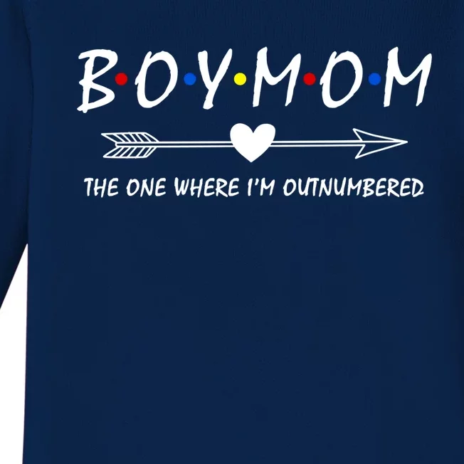 Boy Mom The One Where Im Outnumbered Mama Mom Of Meaningful Gift Baby Long Sleeve Bodysuit